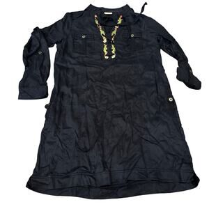 Holding Horses x Anthropologie Imogen Embroidered Shirtdress In Black Sz 8